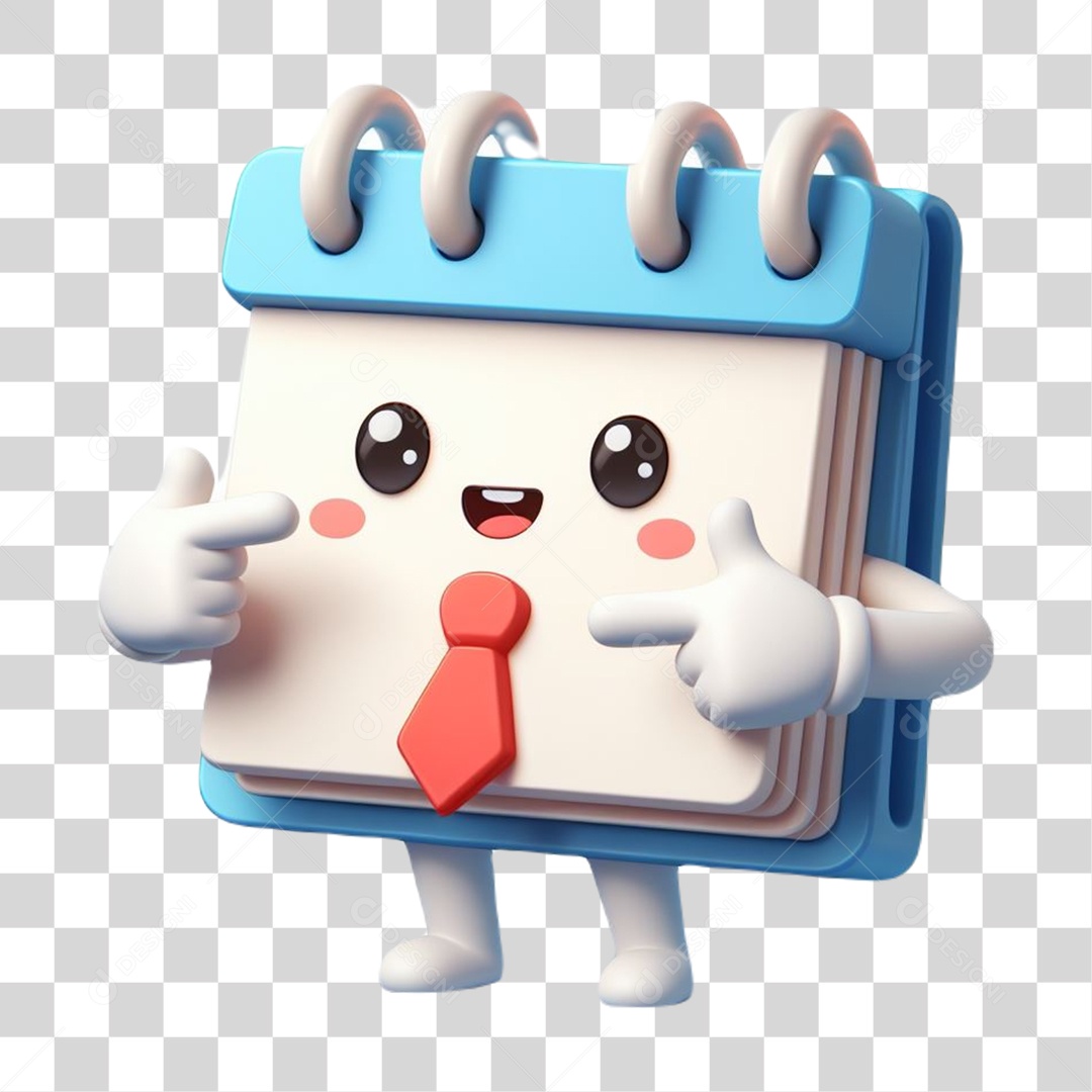 Calendário Feliz Elemento 3D para Composição PNG Transparente
