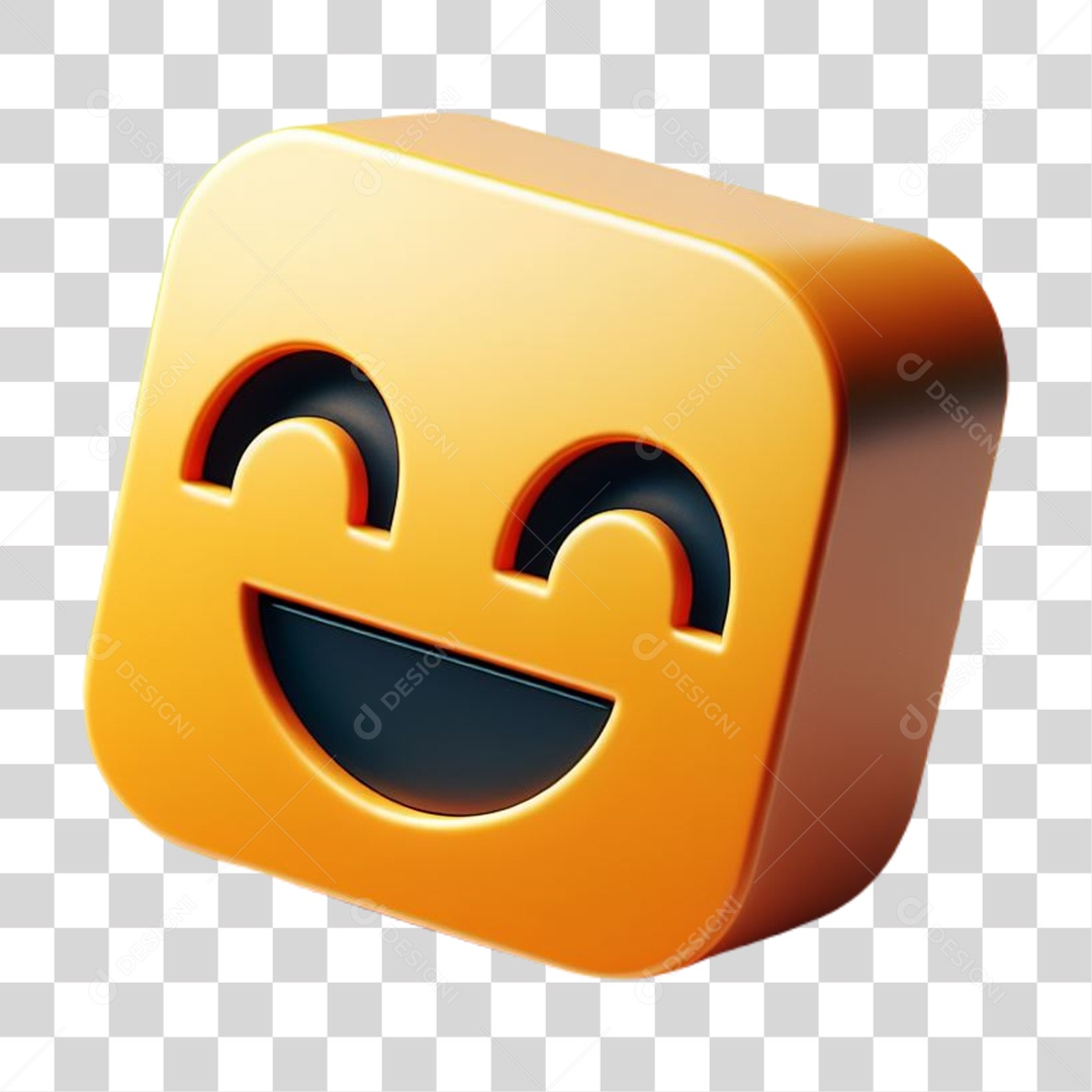 Emoji Alegre Elemento 3D para Composição PNG Transparente