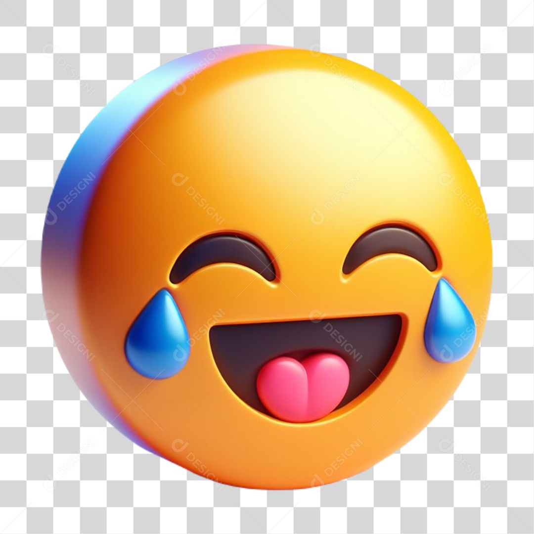 Emoji Chorando de Rir Elemento 3D Para Composição PNG Transparente