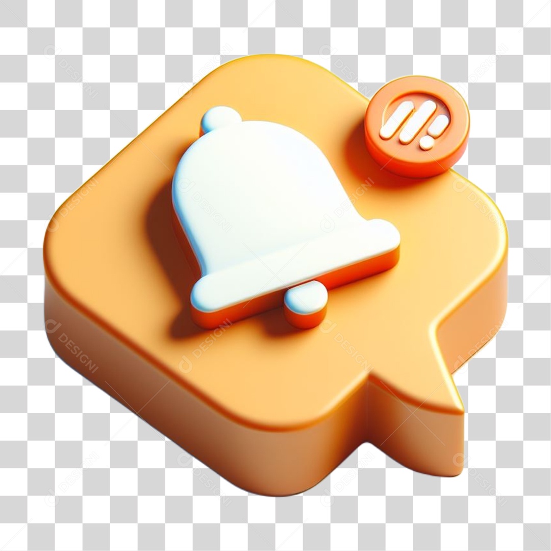 Ícone de Notificação Elemento 3D para Composição PNG Transparente