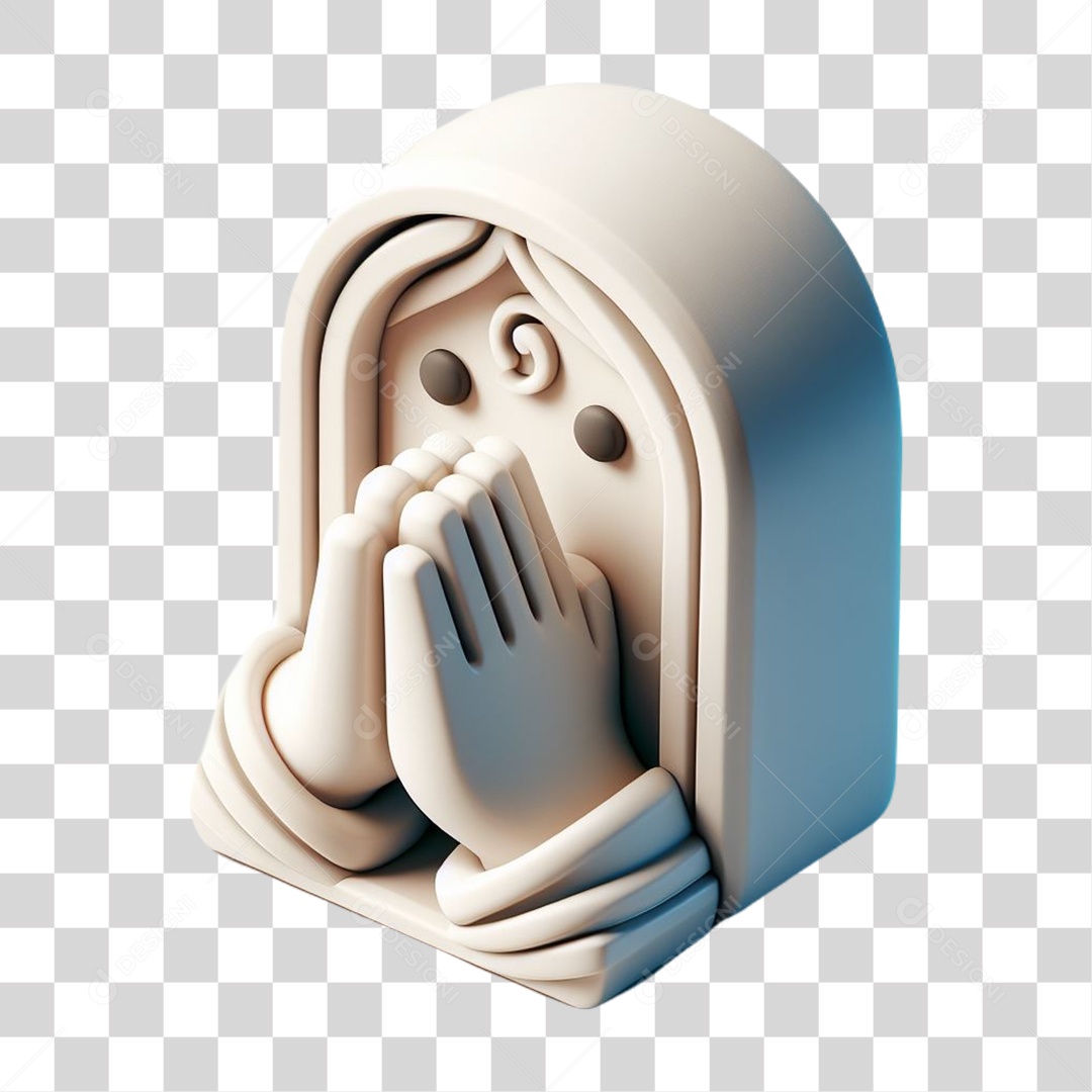 Ícone de Mulher Orando Rezando Elemento 3D PNG Transparente