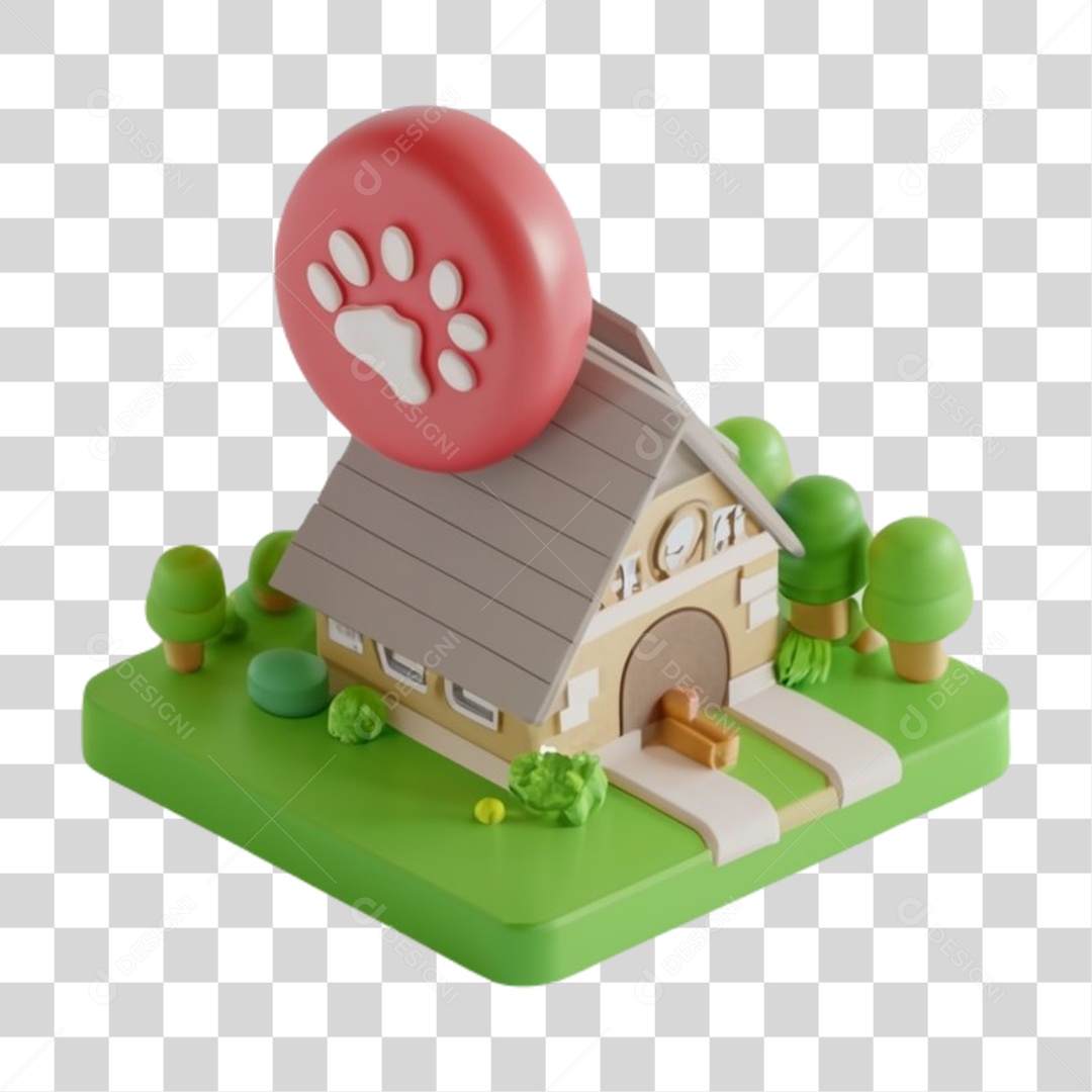 Casa de Pet Localização de Animal de Estimação Elemento 3D para Composição PNG Transparente