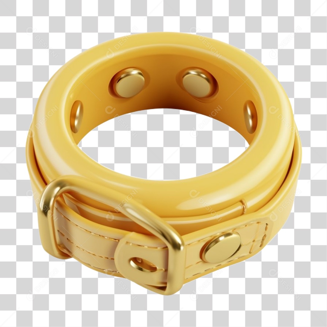 Coleira de Cachorro Amarelo Elemento 3D para Composição  PNG Transparente