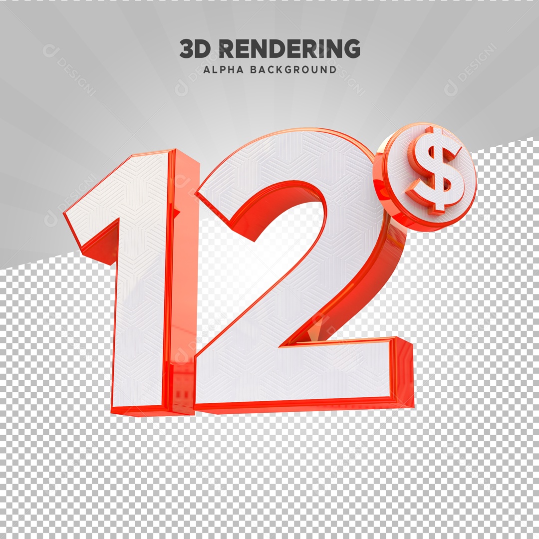 Número 11 com Ícone de Cifrão Elemento 3D para Composição PSD