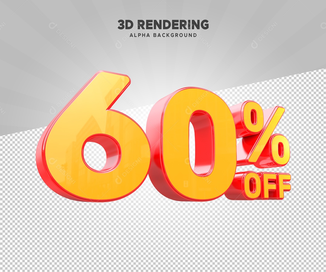 60% de Desconto no OFF Elemento 3D Laranja para Composição PSD