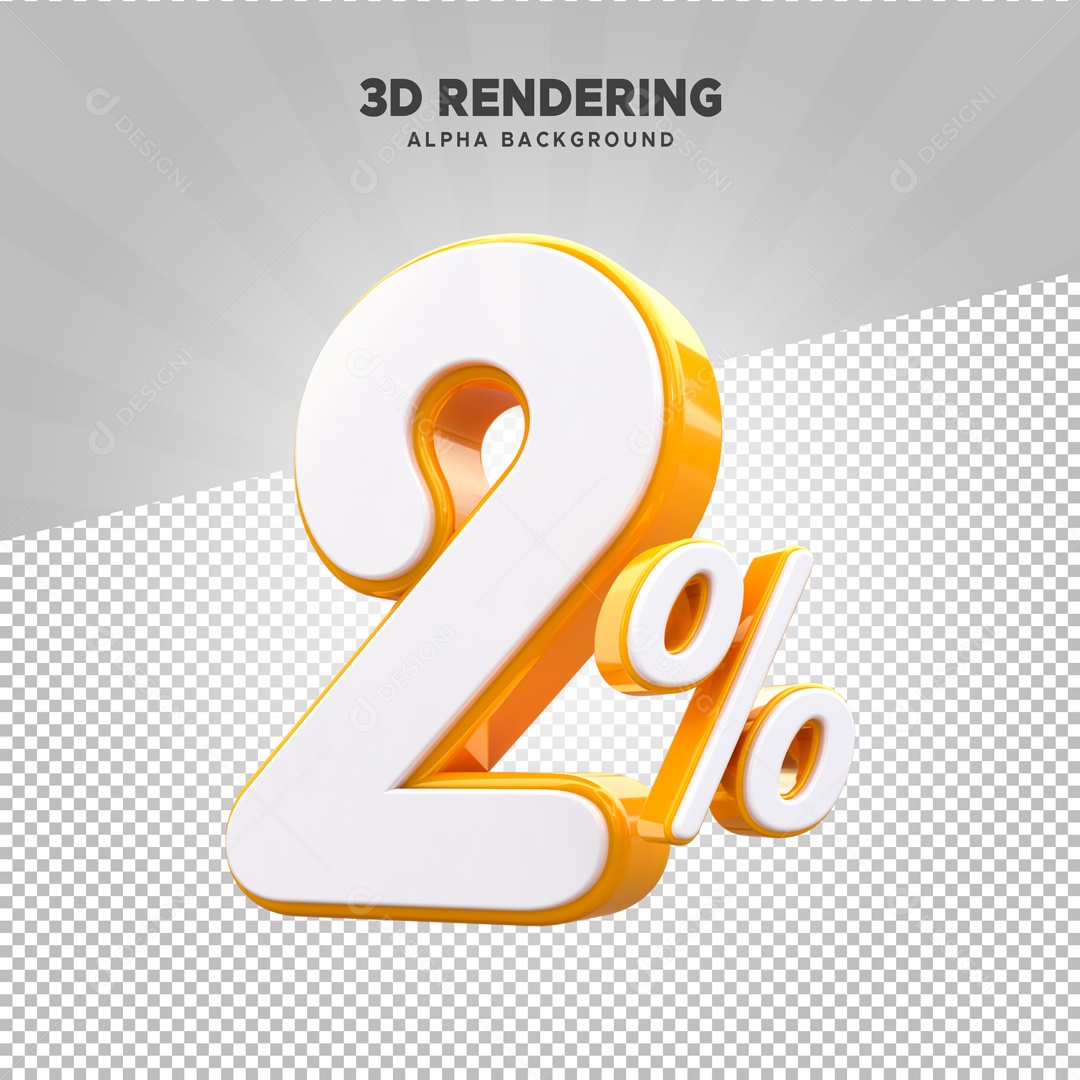 2% de Desconto Elemento 3D para Composição PSD