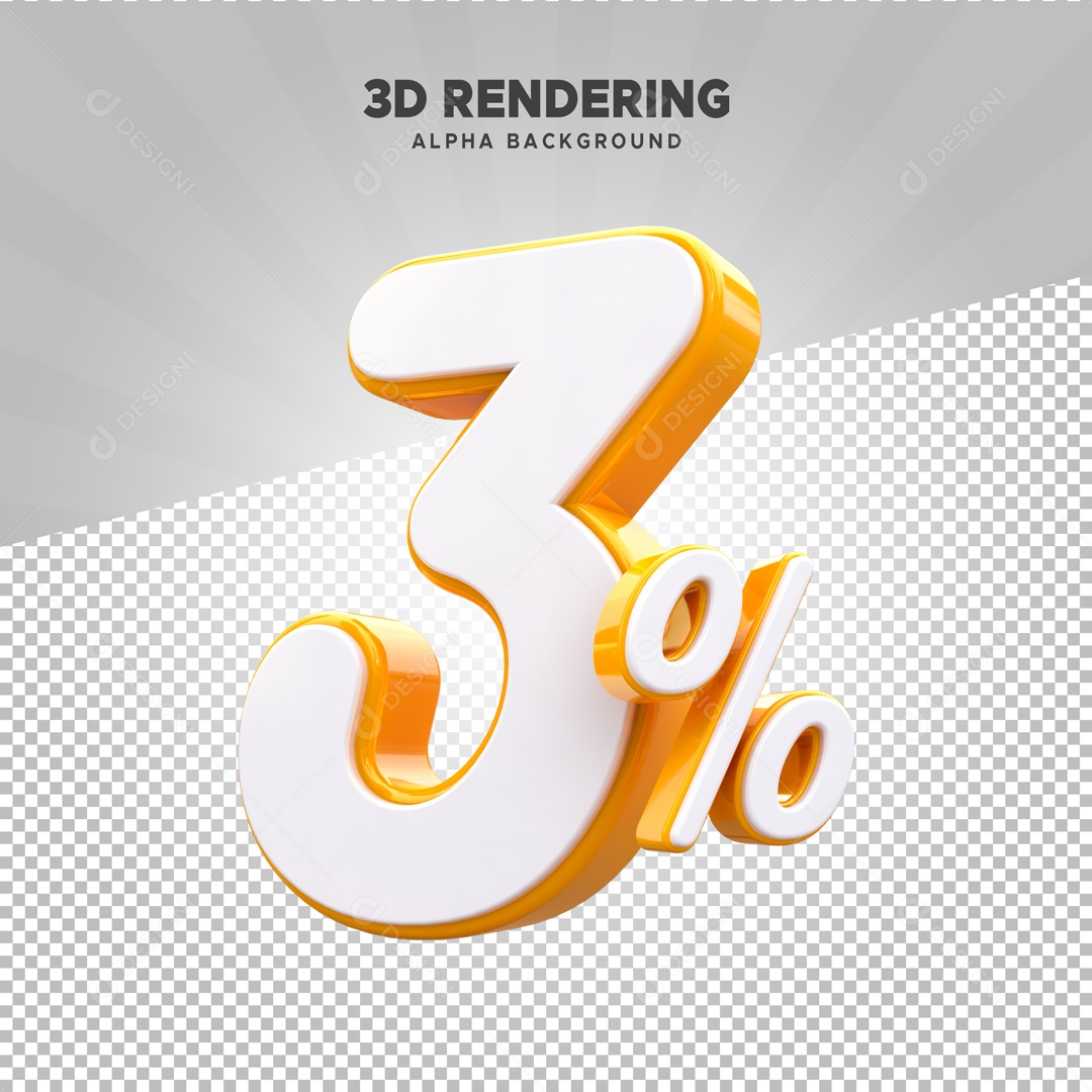 3% de Desconto Elemento 3D para Composição PSD