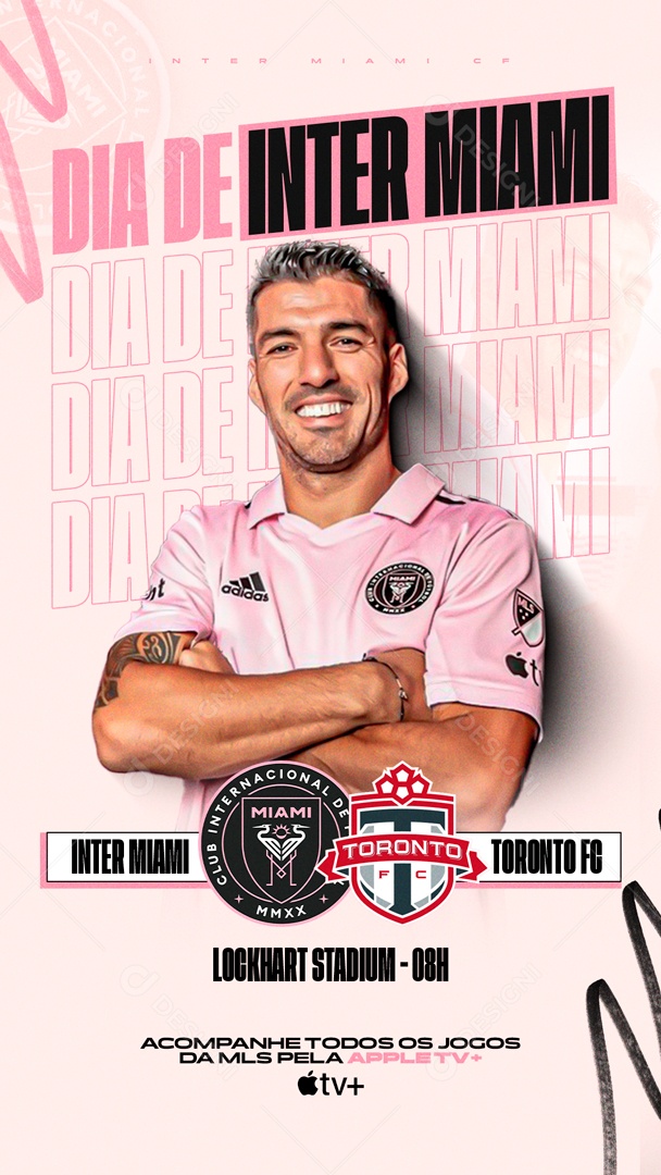 Social Media Flyer Story Dia De Inter Miami Luiz Suarez PSD Editável