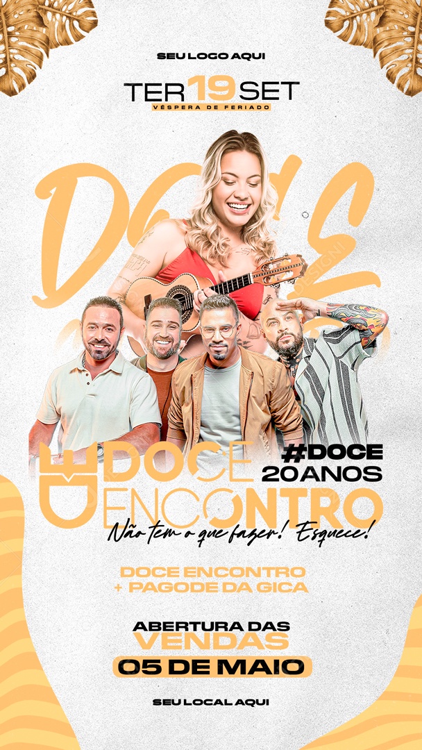 Social Media Story Flyer Doce Encontro Pagode PSD Editável