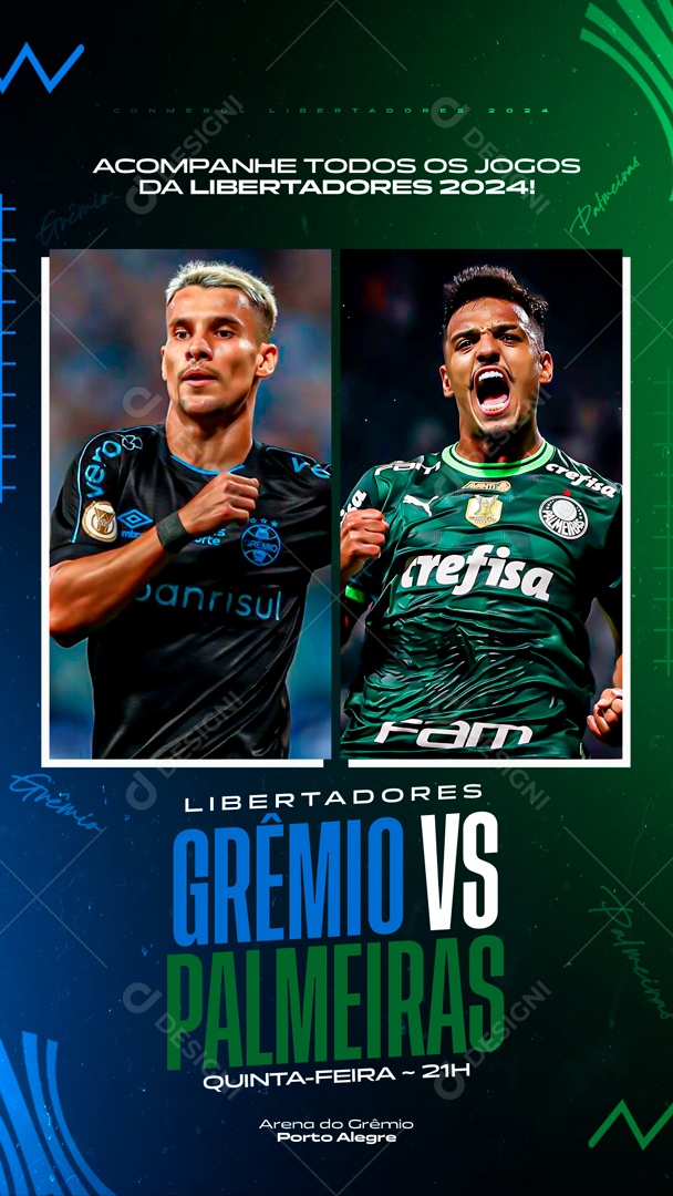 Social Media Story Flyer Libertadores Grêmio Vs Palmeiras PSD Editável