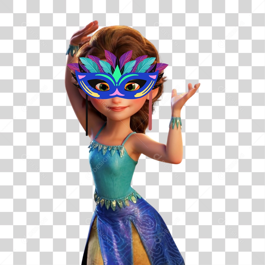 Personagem 3D Mulher Pulando Carnaval PNG Transparente