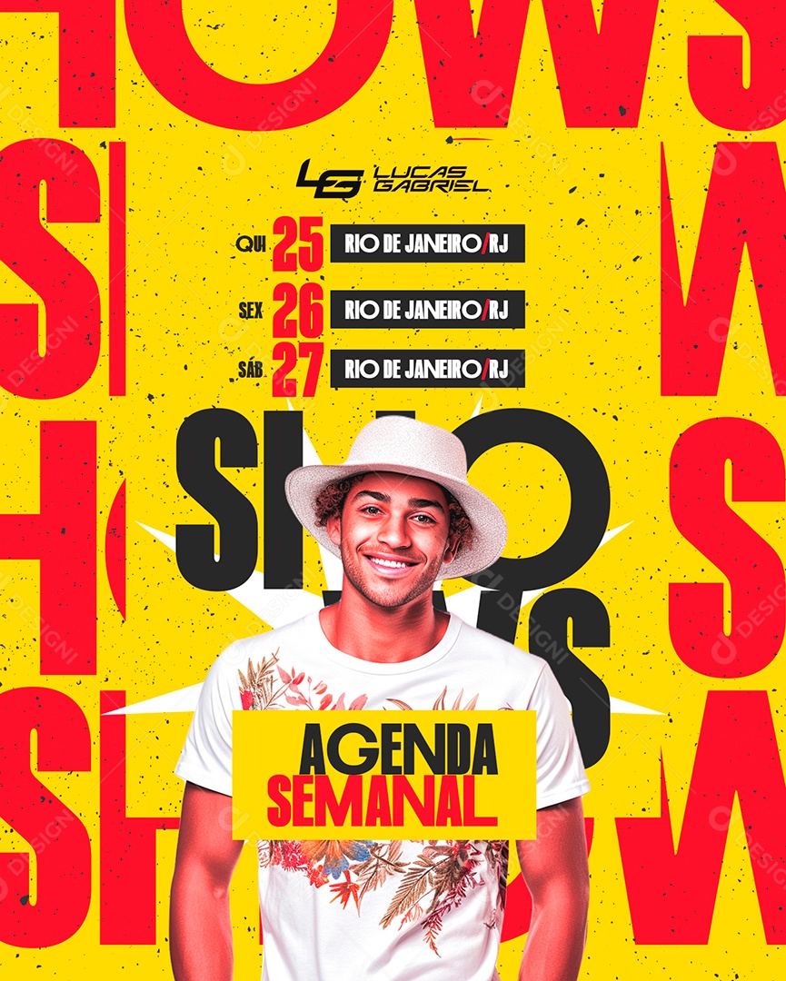 Flyer Agenda Semanal Lucas Gabriel Shows Social Media PSD Editável