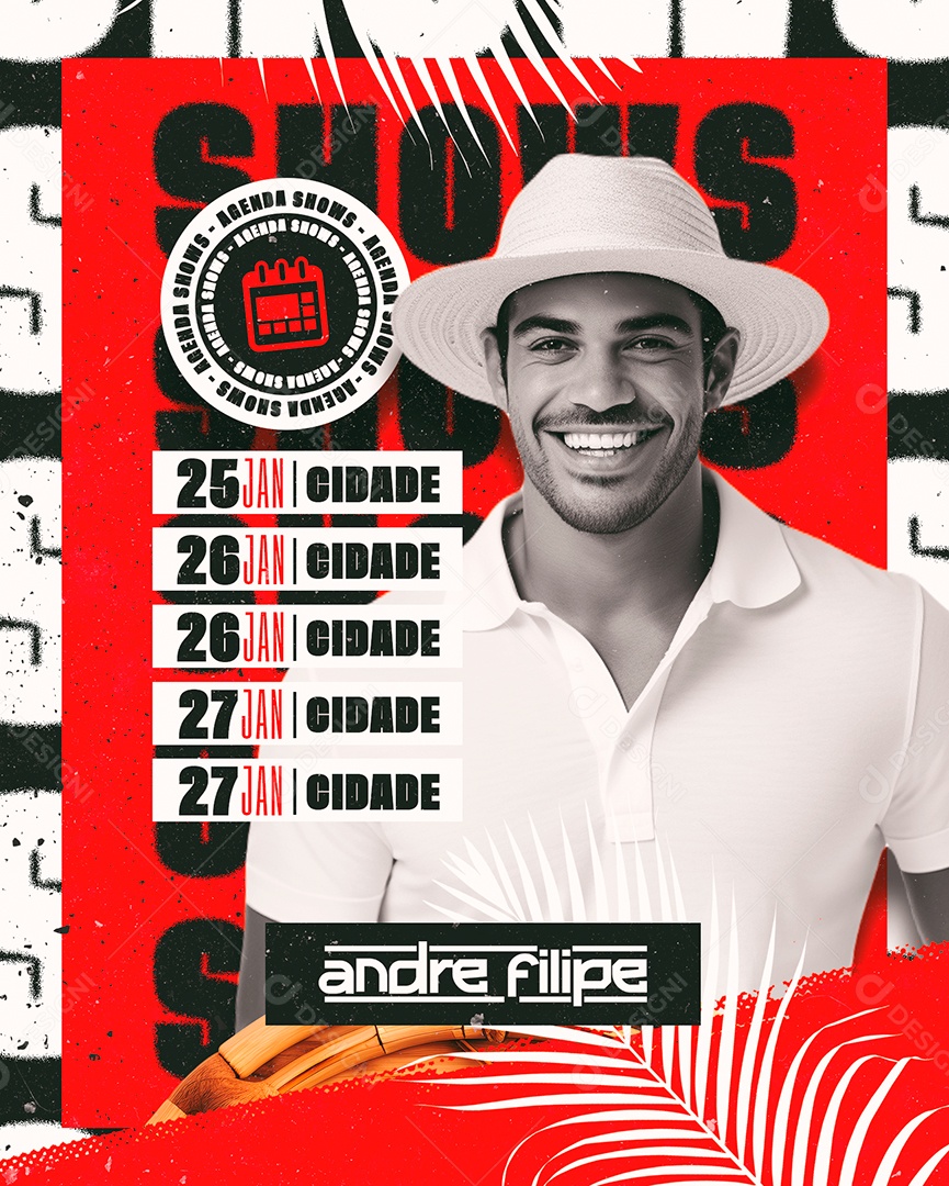 Flyer Agenda Shows Andre Felipe Social Media PSD Editável