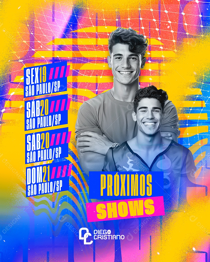 Flyer Próximos Shows Diego & Cristiano Social Media PSD Editável