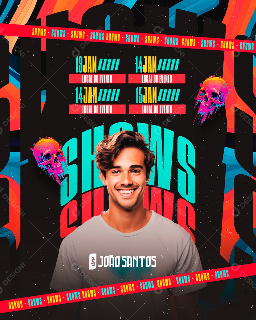 Flyer Shows João Santos Social Media PSD Editável