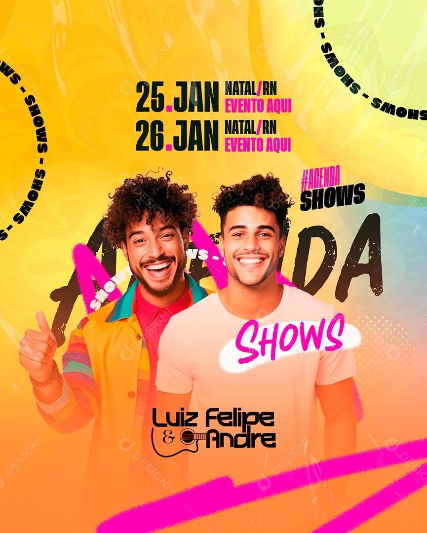 Flyer Agenda De Shows Luiz Felipe & Andre Social Media PSD Editável