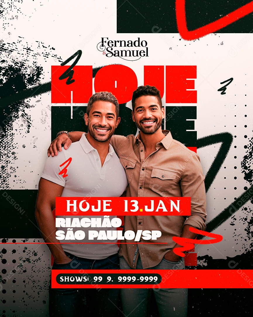 Flyer Fernado & Samuel Hoje Show Social Media PSD Editável