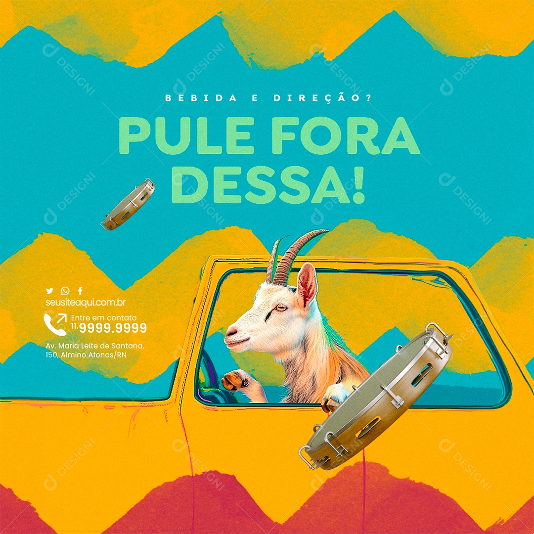 Carnaval Conscientização Bebida e Direção Pule Fora Dessa Social Media PSD Editável