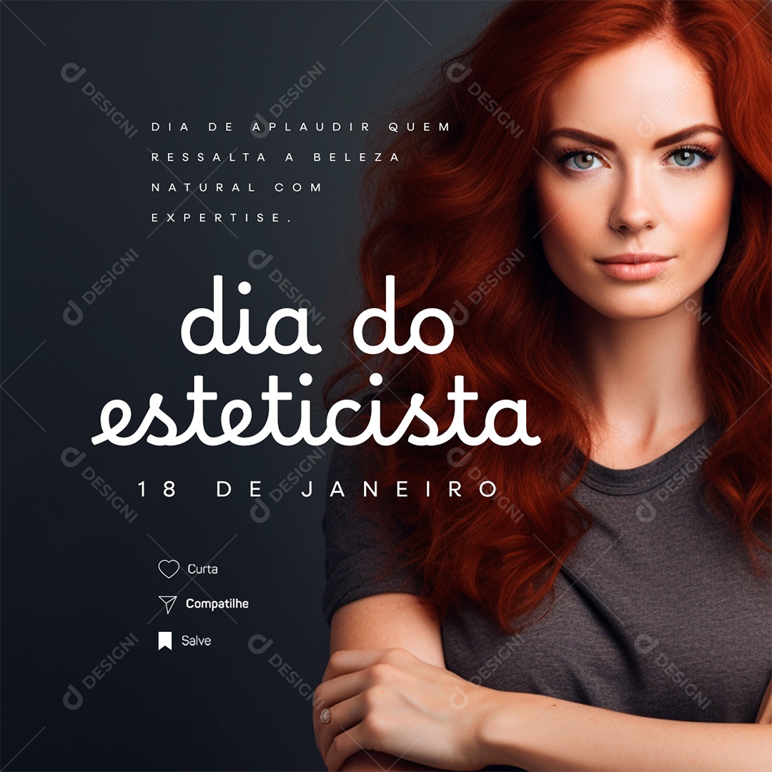 Social Media Dia do Esteticista 18 de Janeiro Dia de Aplaudir quem Ressalta a Beleza Natural  PSD Editável