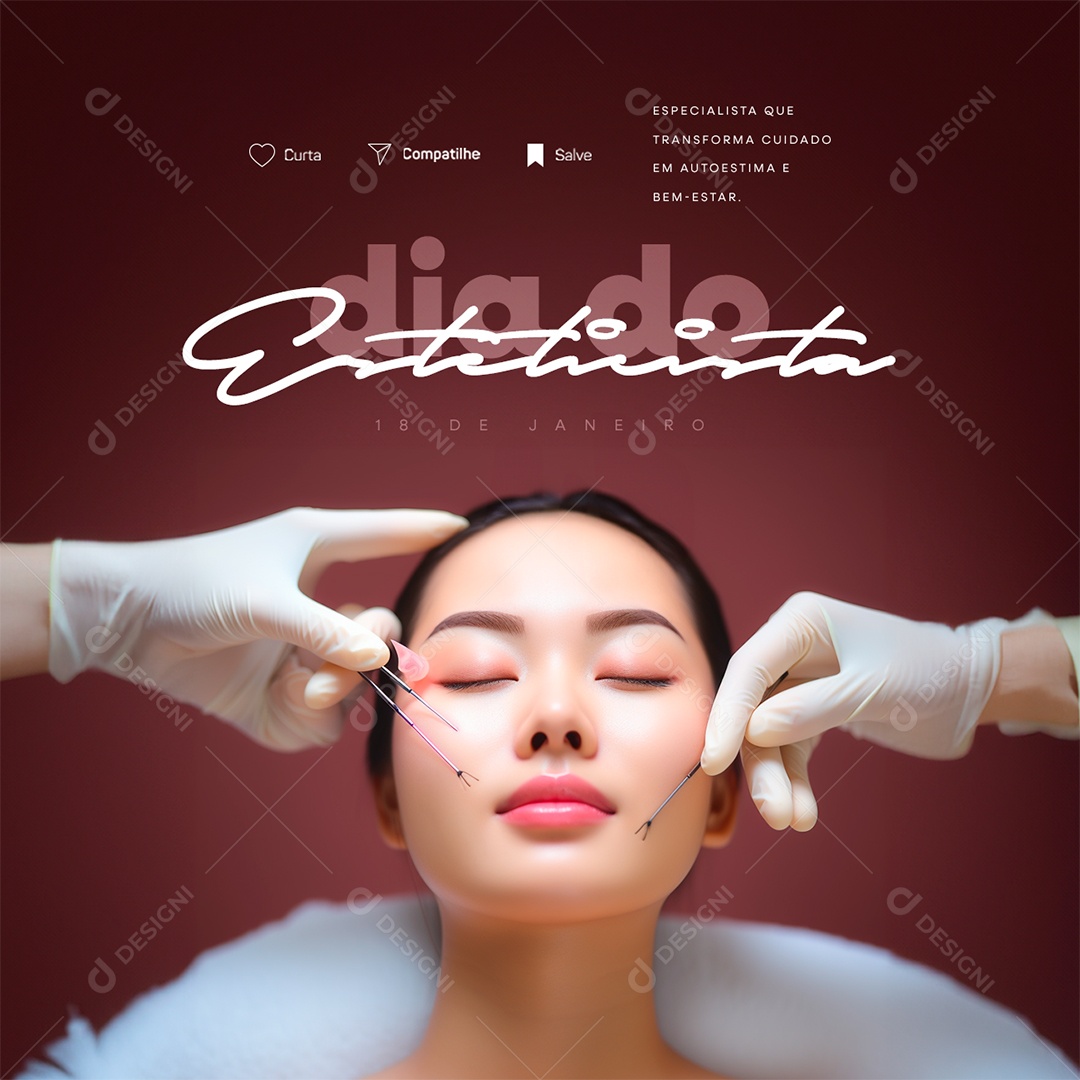Dia do Esteticista 18 De Janeiro Especialista que Transforma Cuidado em Autoestima e Bem Estar Social Media PSD Editável
