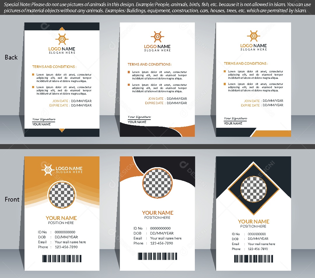 Modelo de Cartão de Identificação Vetor EPS Editável