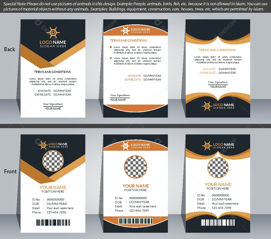 Modelo de Cartão de Identificação Vetor EPS Editável