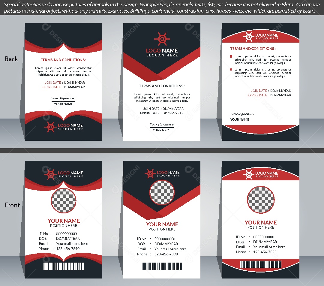 Modelo de Cartão de Identificação Vetor EPS Editável