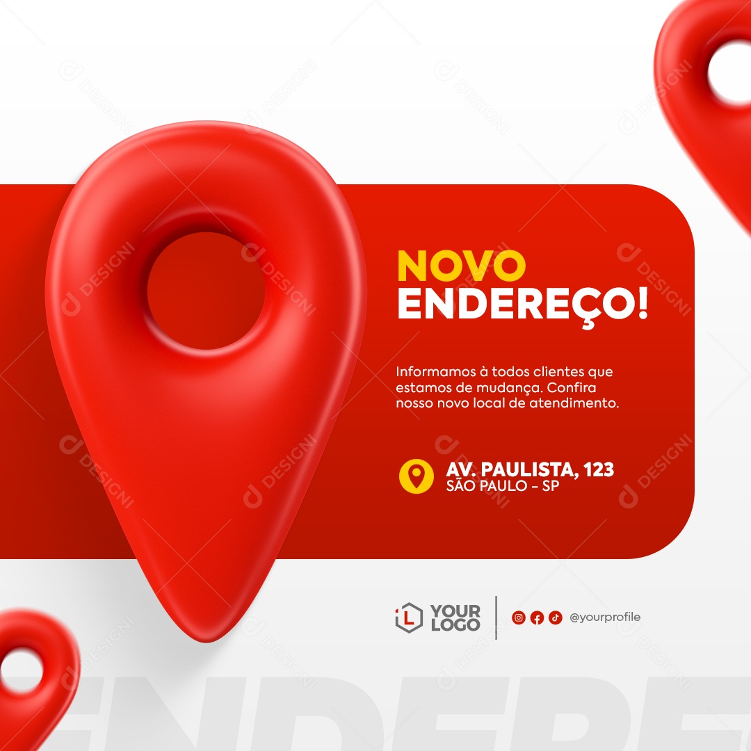 Novo Endereço Estamos De Mudança Social Media PSD Editável