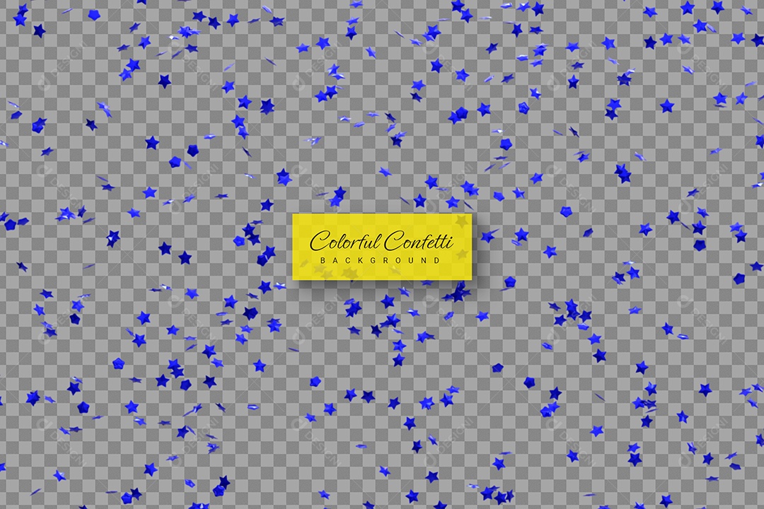 Confetes Elemento 3D Azul para Composição PSD