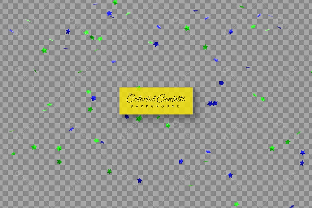 Confetes Elemento 3D Azul Verde para Composição PSD