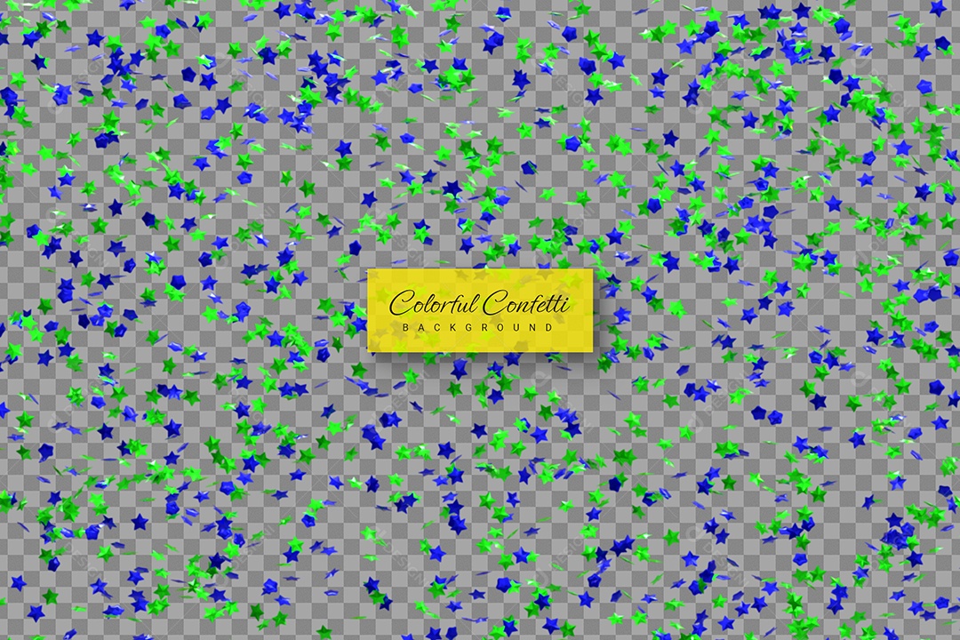 Confetes Elemento 3D Azul Verde para Composição PSD