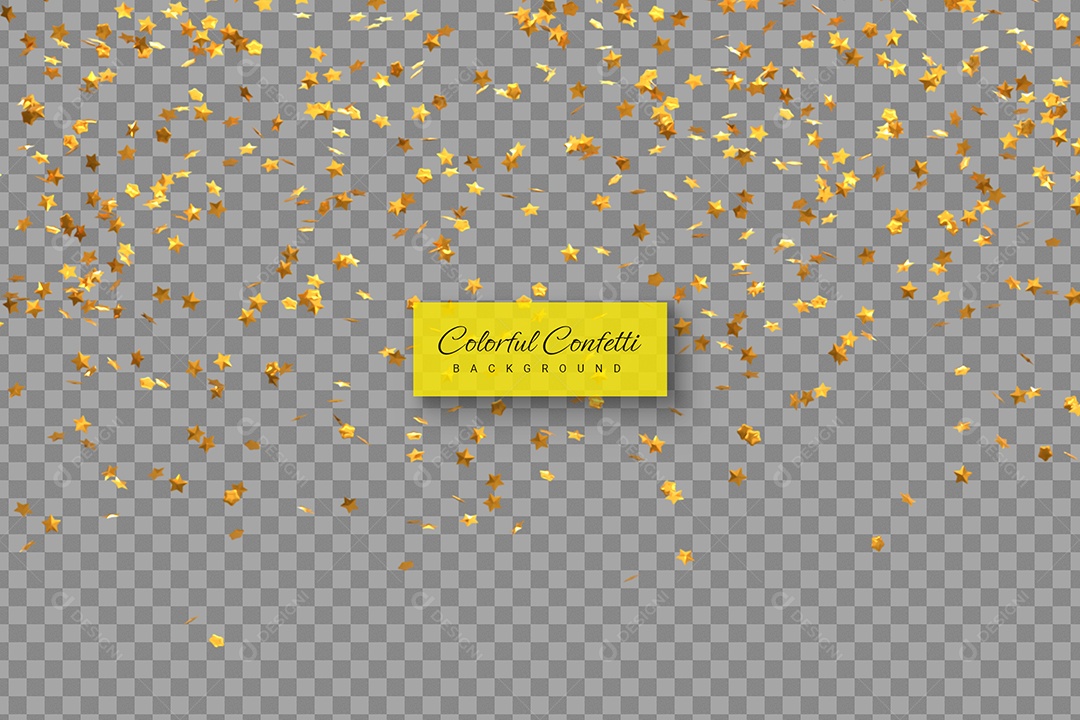 Confetes Elemento 3D Dourado para Composição PSD