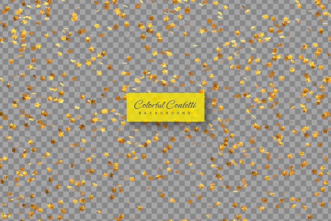 Elemento 3D Confete de Natal Dourado para Composição PSD