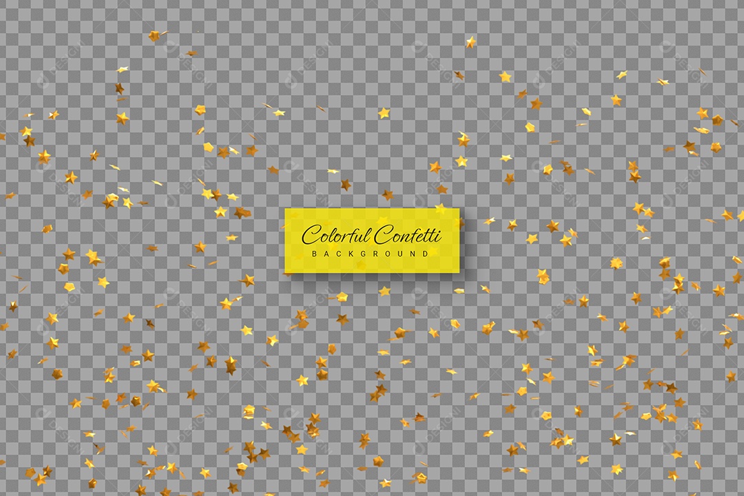 Confetes Elemento 3D Dourado para Composição PSD