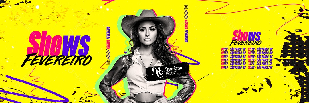 Carrossel Flyer Carnaval Mariana Cruz Shows Fevereiro Social Media PSD Editável