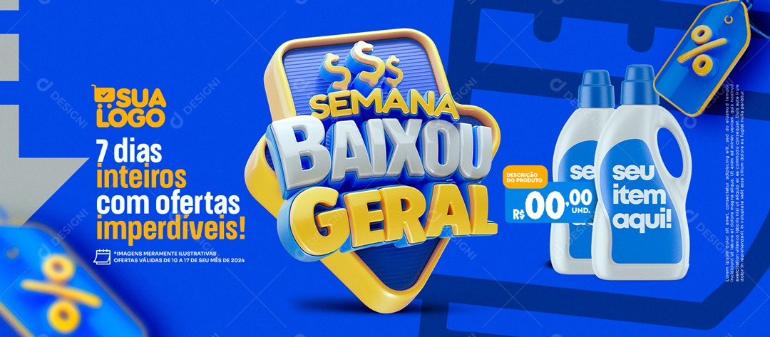 Social Media Banner Semana Baixou Geral Ofertas Inperdíveis PSD Editável