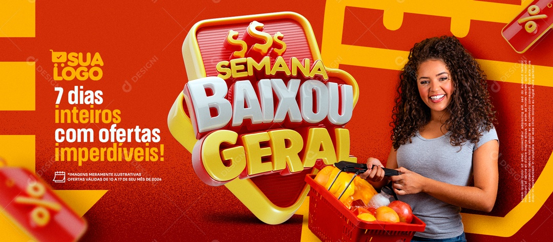Social Media Banner Semana Baixou Geral Ofertas Imperdíveis PSD Editável