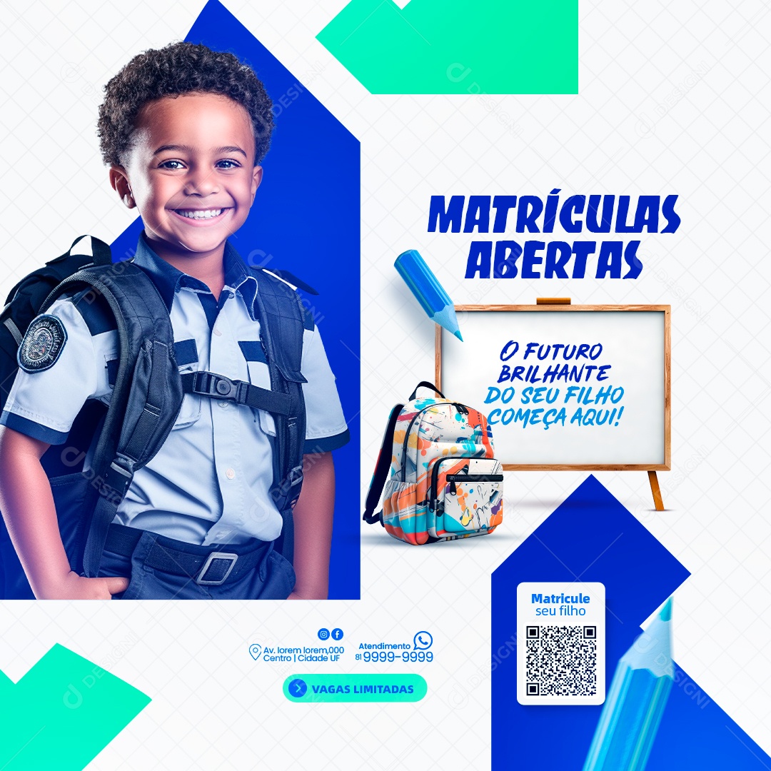 Social Media Matrículas Abertas o Futuro Brilhante PSD Editável