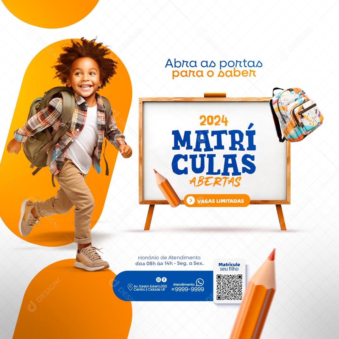 Abra as Portas Para o Saber Matrículas Abertas Social Media PSD Editável