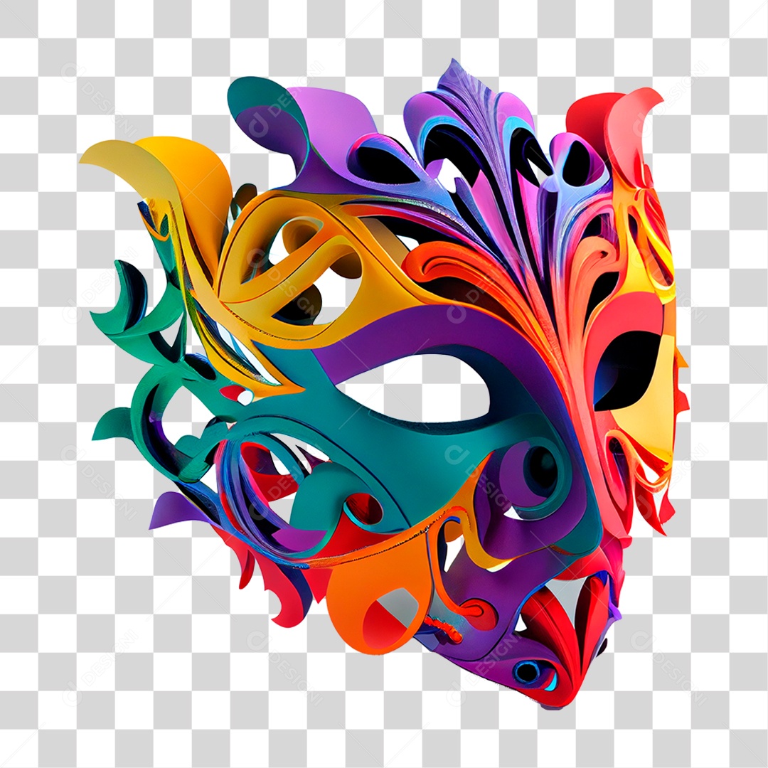 Elemento 3D Máscara de Carnaval PNG Transparente