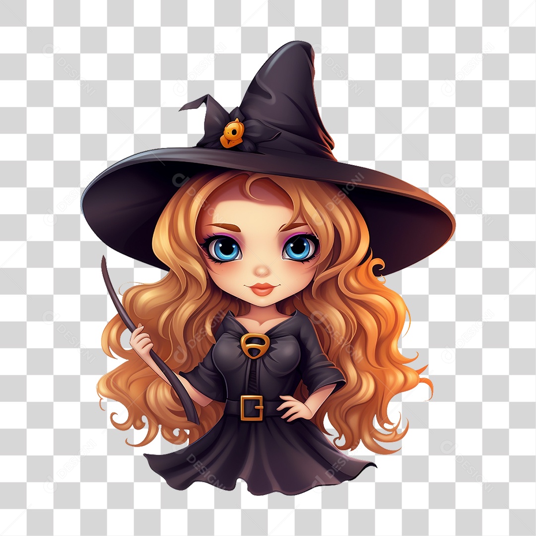 Bruxa Halloween Cartoon PNG Transparente