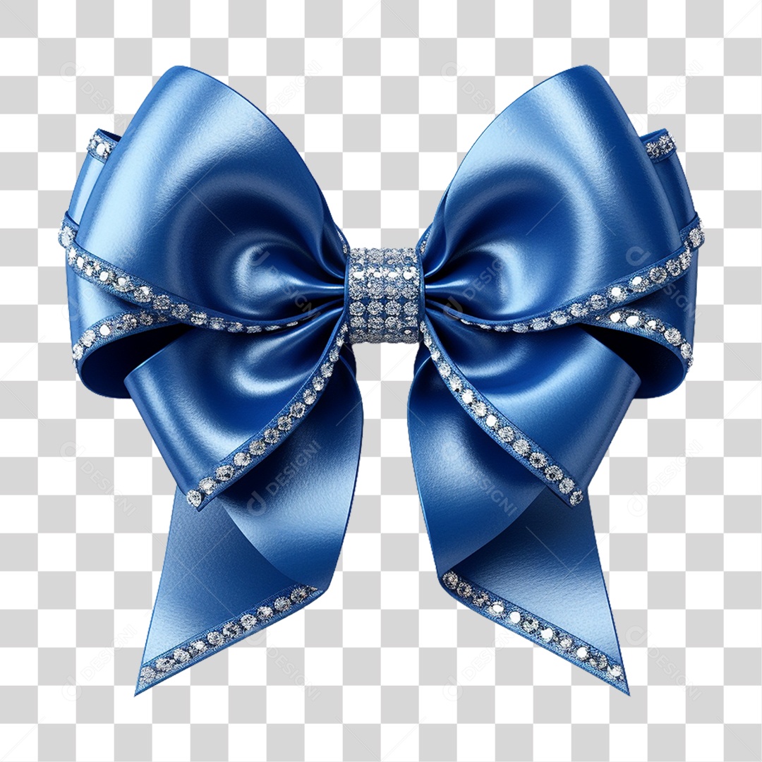 Laço Azul com Pedras PNG Transparente