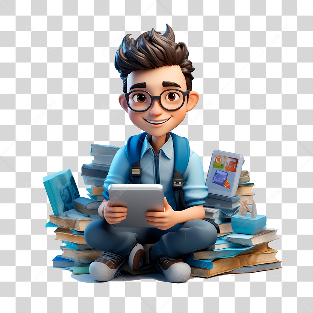 Jovem Estudante Volta ás Aulas PNG Transparente