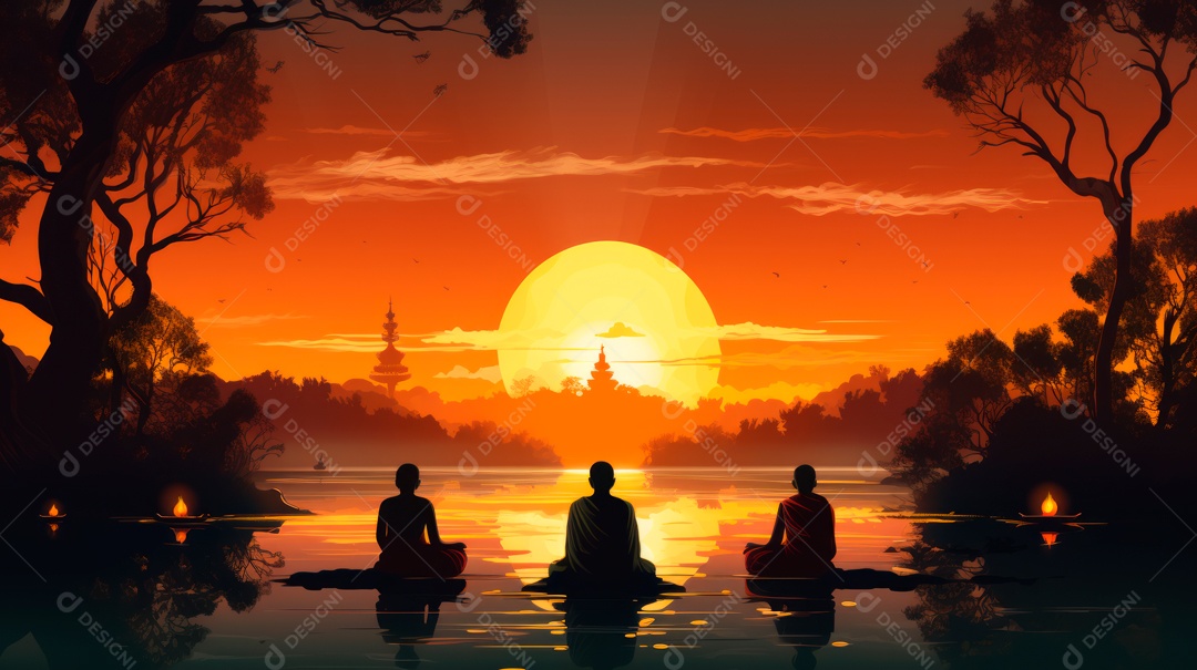 Estátua de buda sentando flutuante.