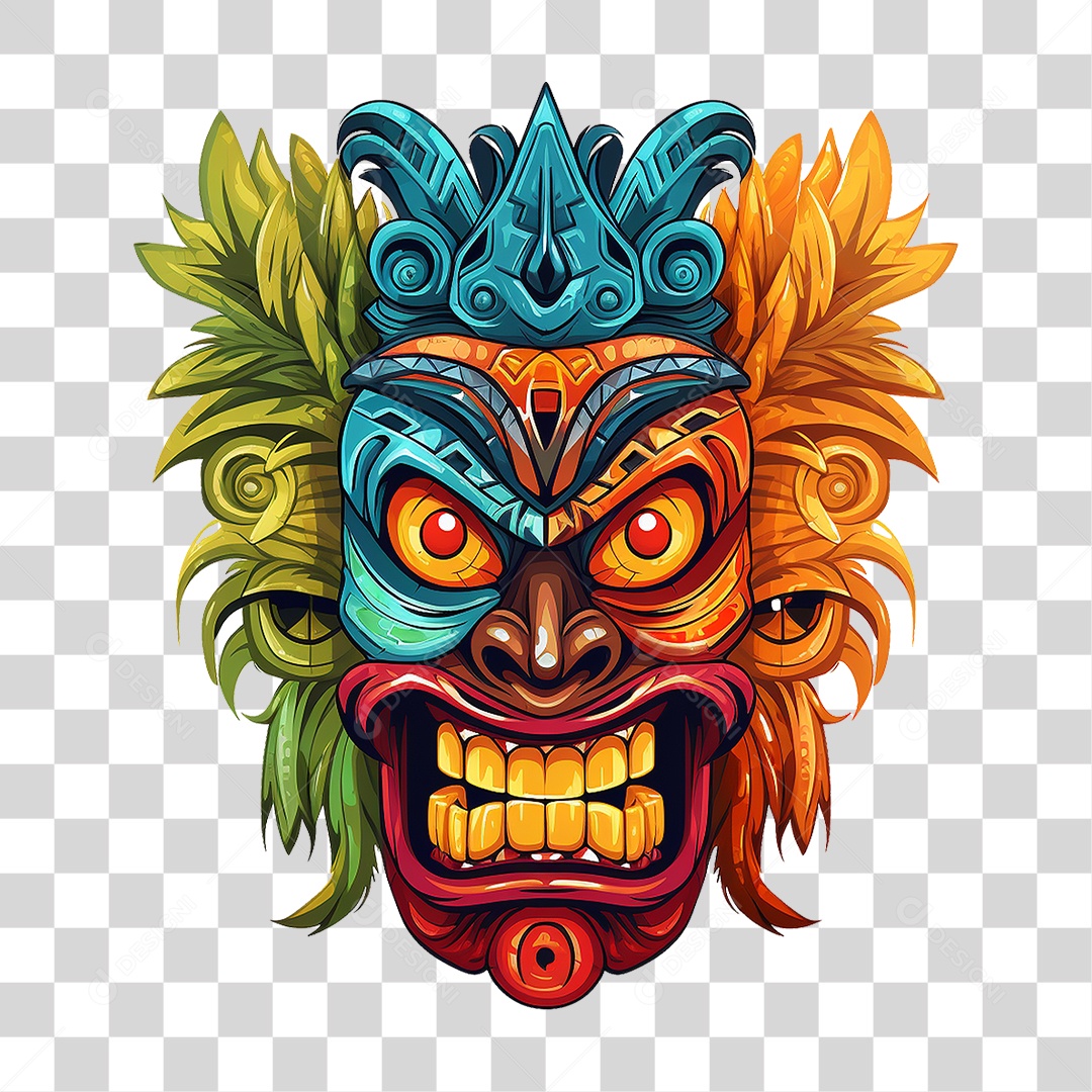 Máscaras Tiki Totem Tribal Havaiano PNG Transparente
