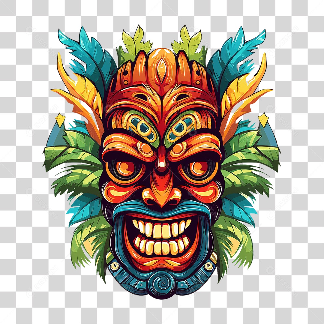 Máscaras Tiki Totem Tribal Havaiano PNG Transparente