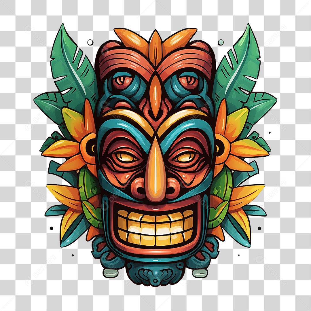 Máscaras Tiki Totem Tribal Havaiano PNG Transparente