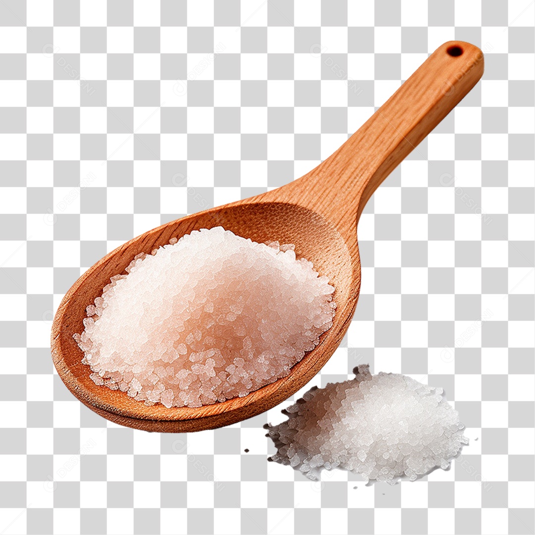 Sal Grosso em Colher de Madeira PNG Transparente