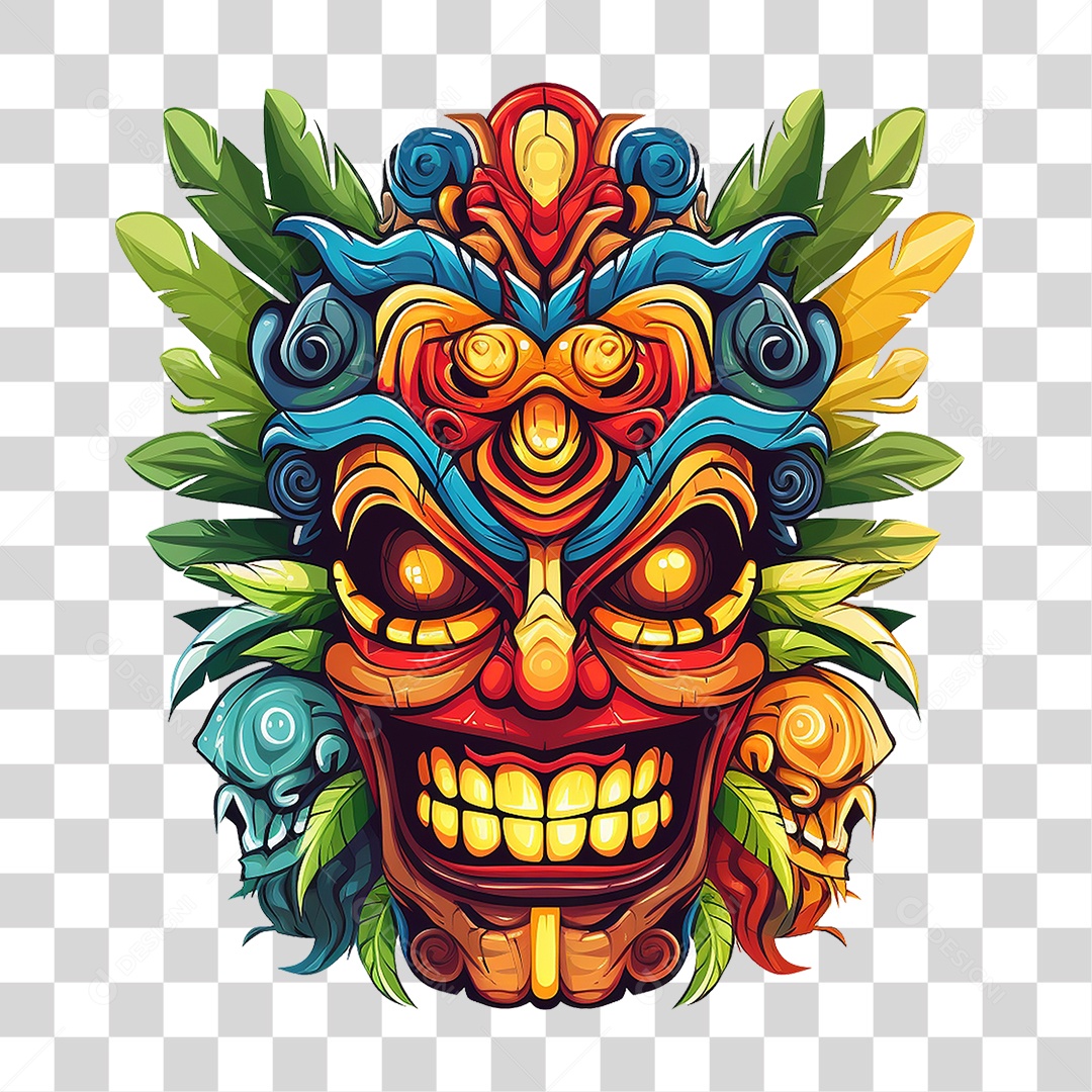 Máscaras Tiki Totem Tribal Havaiano PNG Transparente