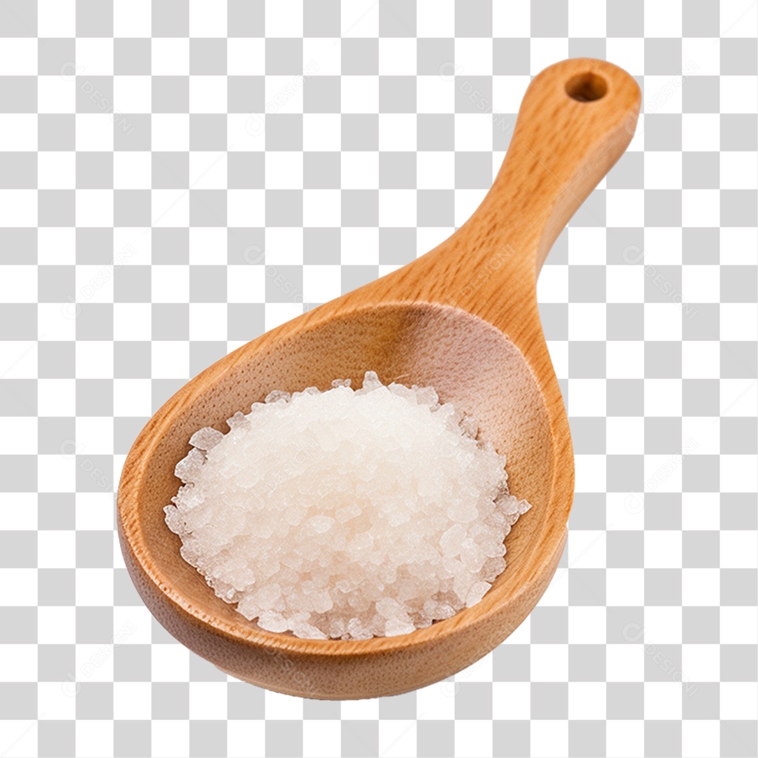 Sal Grosso em Colher de Madeira PNG Transparente